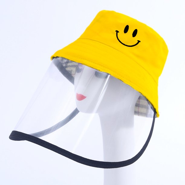 Kids Size Smiley Face Yellow Reversible Cotton Protective Fisherman
