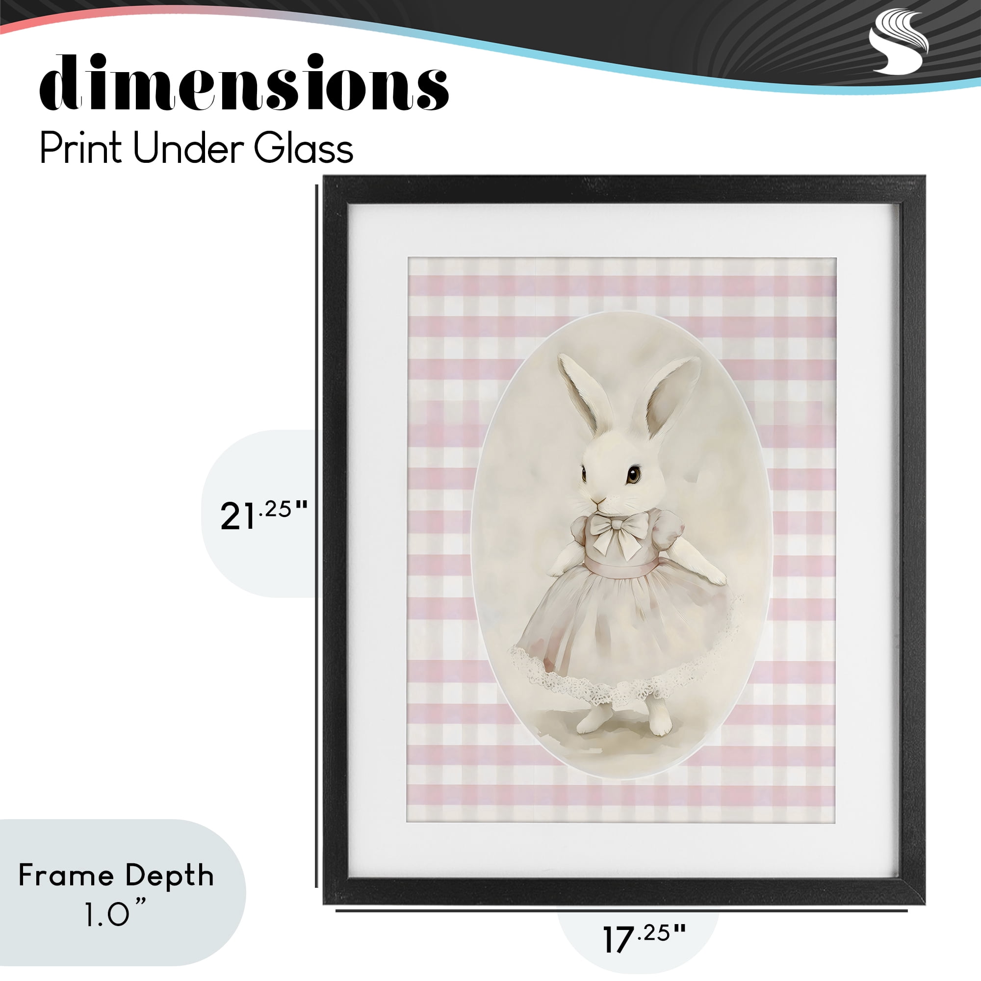 Stupell Industries Sweet Pink Girl Bunny Black Framed Print Under Glass, design by Arlington Prints