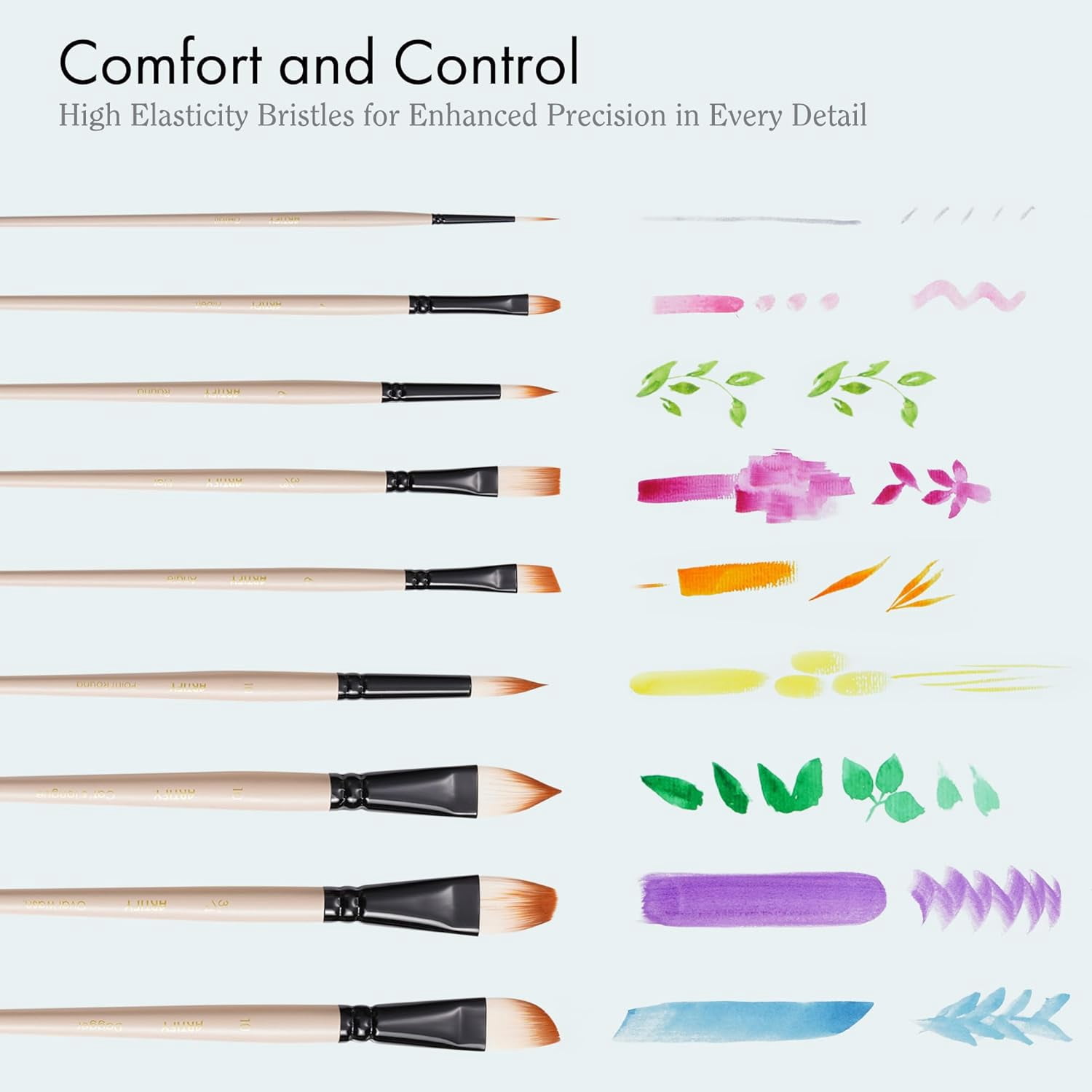 JJEAN-ARTIFY Watercolor Brush Set, 17 Pcs Professional Paint Brushes with Case for Beginners and Artists, Various Shapes, Optimized Hairs for Watercolor, Gouache, Ink, Tempera, and Fabric Painting