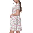 thumbnail image 2 of Salouo Floral for Women's Short Sleeve Summer Dress, Pleated Loose Swing Knee Length Dresses with Pockets, 2 of 6