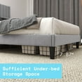 thumbnail image 4 of Papajet Full Size Bed Frame with Velvet Upholstered Headboard & Wood Slats, Grey, 4 of 7