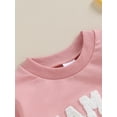 thumbnail image 5 of Bagilaanoe Newborn Baby Girl Oversized Romper Sweatshirt Long Sleeve Bodysuits Letter Embroidery Pullover 3M 6M 12M 18M Infant Casual Tee Tops, 5 of 9