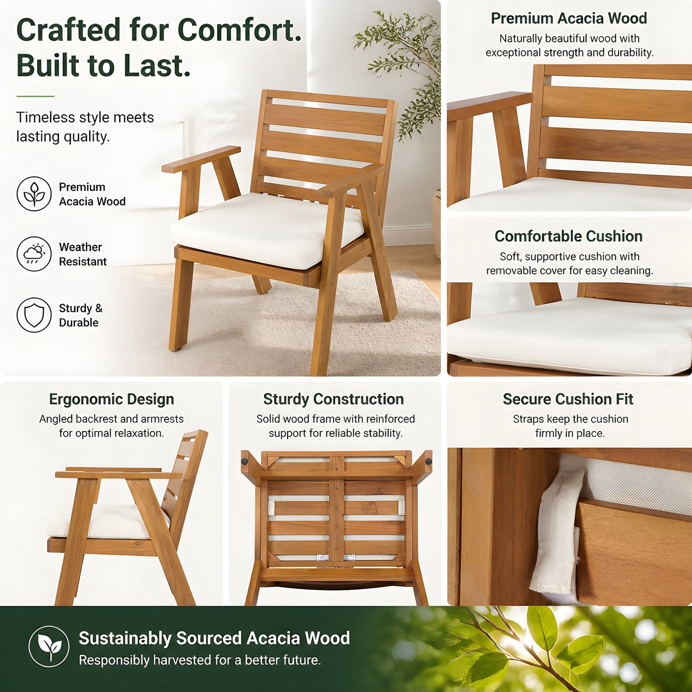 Christopher Knight Home 7-Piece Expandable Wood Outdoor Dining Set with Armchairs and Cushions, Teak