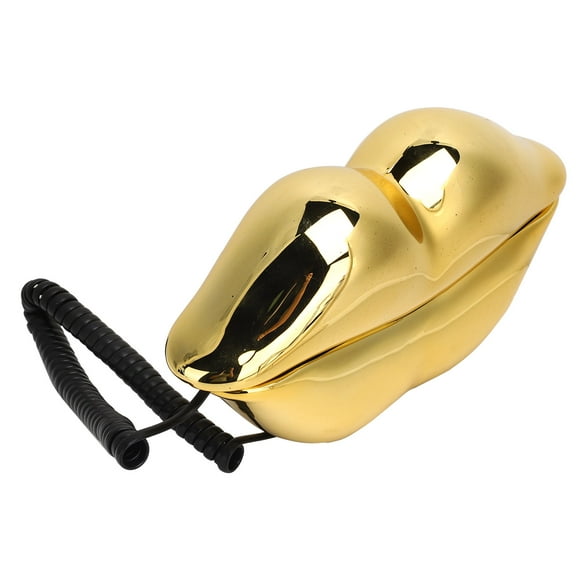Telephone, Number Storage Wired Phone Desktop Landline Phone European Style Lip Shape with Telephone Line for Home Office Hotel
