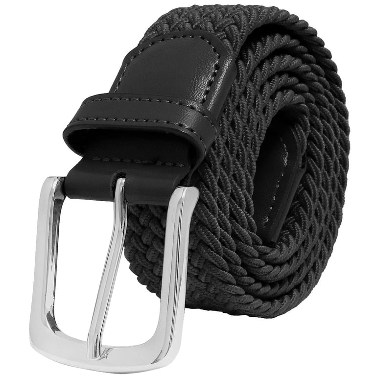 Falari Men's Stretch Canvas Braided Belt, Black photo 3