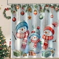 thumbnail image 5 of Merry Christmas Shower Curtain, Snowman Xmas Pine Trees New Year Holiday Winter Snowflake Wood Board Shower Curtains Decor for Bathroom Set, Fabric Cloth Waterproof with 12 Hooks, 72x72 Inch, 5 of 6