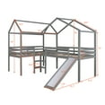 thumbnail image 2 of Gray Twin Size Wood House Loft Bed with Roof,Slide,Guardrail, 2 of 8