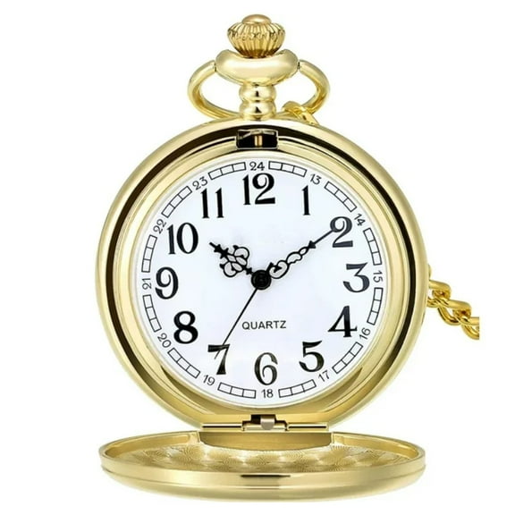 DESIGNICE Classic Vintage Stainless Steel Quartz Pocket Watch, Arabic Numerals Scale Mens Womens Pocket Watch with Chain