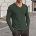 thumbnail image 5 of Rvwovn Men's Long Sleeve V-Neck Shirt Stretch Thumb Cuffs Athletic Base Layer Top Workout Daily Wear, 5 of 6