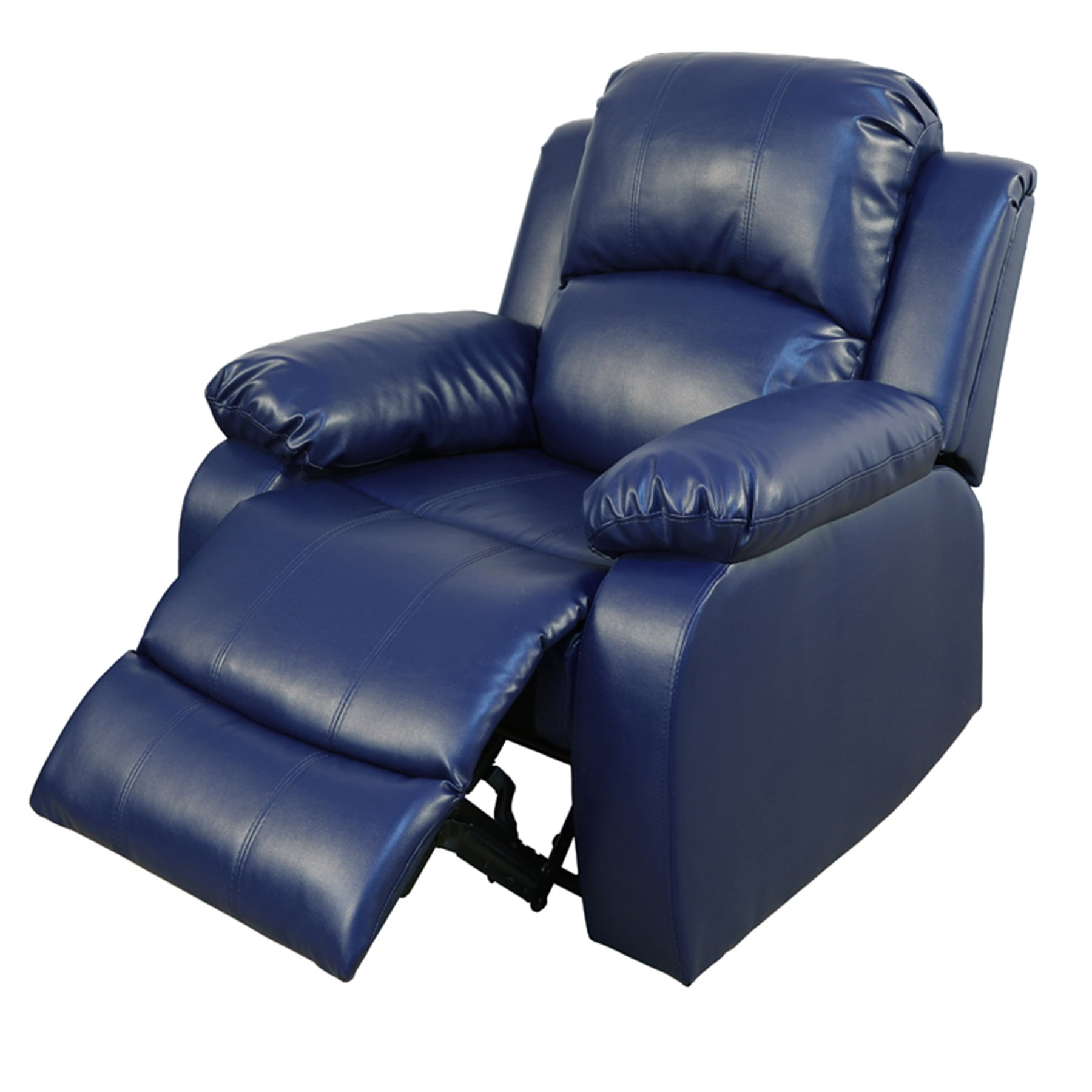 Hommoo Semi PU Leather Manual Recliner Chairs for Living Room & Home Theater, Reclining Lounge Chair 160° Recline, Dark Blue