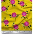 thumbnail image 1 of Soimoi Poly Georgette Fabric Leaves & Pink Flower Floral Decor Fabric Printed Yard 52 Inch Wide, 1 of 3