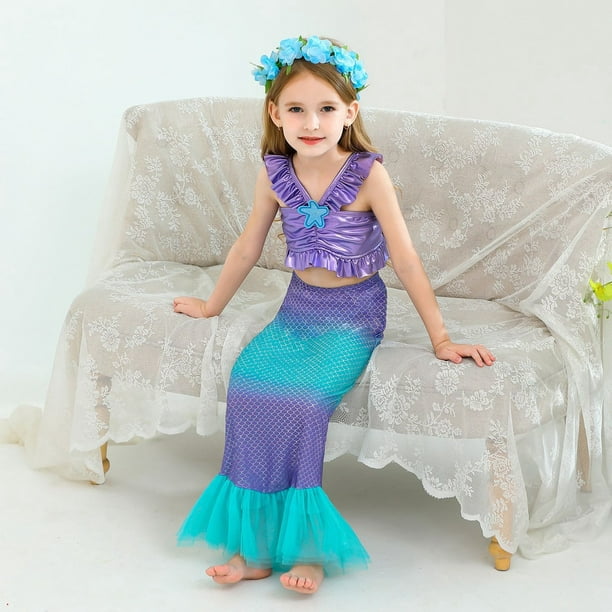 Costume de sirène Ariel pour filles, déguisement pour enfants