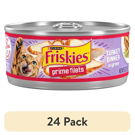 (24 pack) Purina Friskies Prime Filets, Turkey Dinner in Gravy, Wet Cat Food, 5.5 oz Can