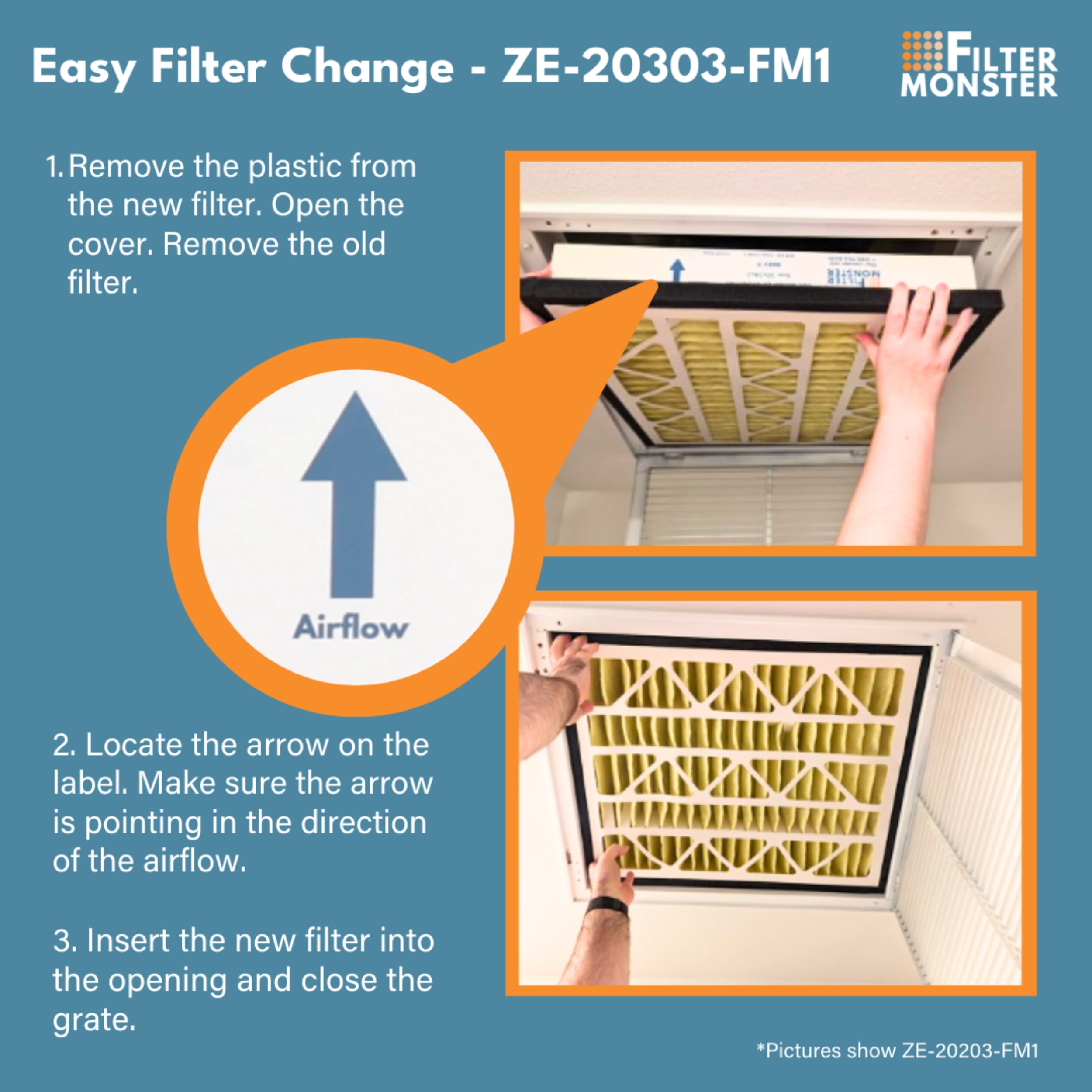 Filter Monster - Replacement for Zephyr VGF Series 20x30x3 Whole Home Return Air Grille Filter, 2-Filter Replacement Bundle