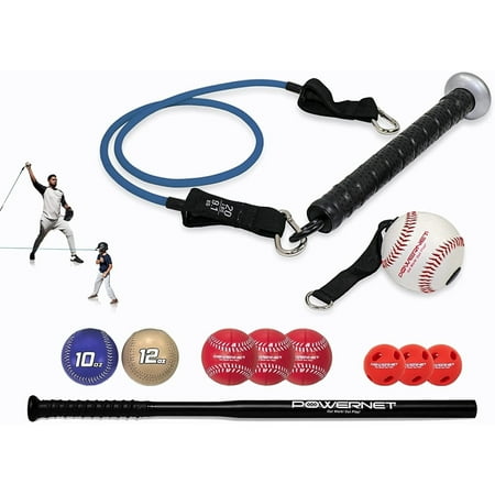 PowerNet German Marquez Offense and Defense Bundle | Includes Resistance Band, 3 Grips, 2 Weighted Baseballs, 3 Foam Tech Balls and Overload Training Balls with 3 Micro Crushers