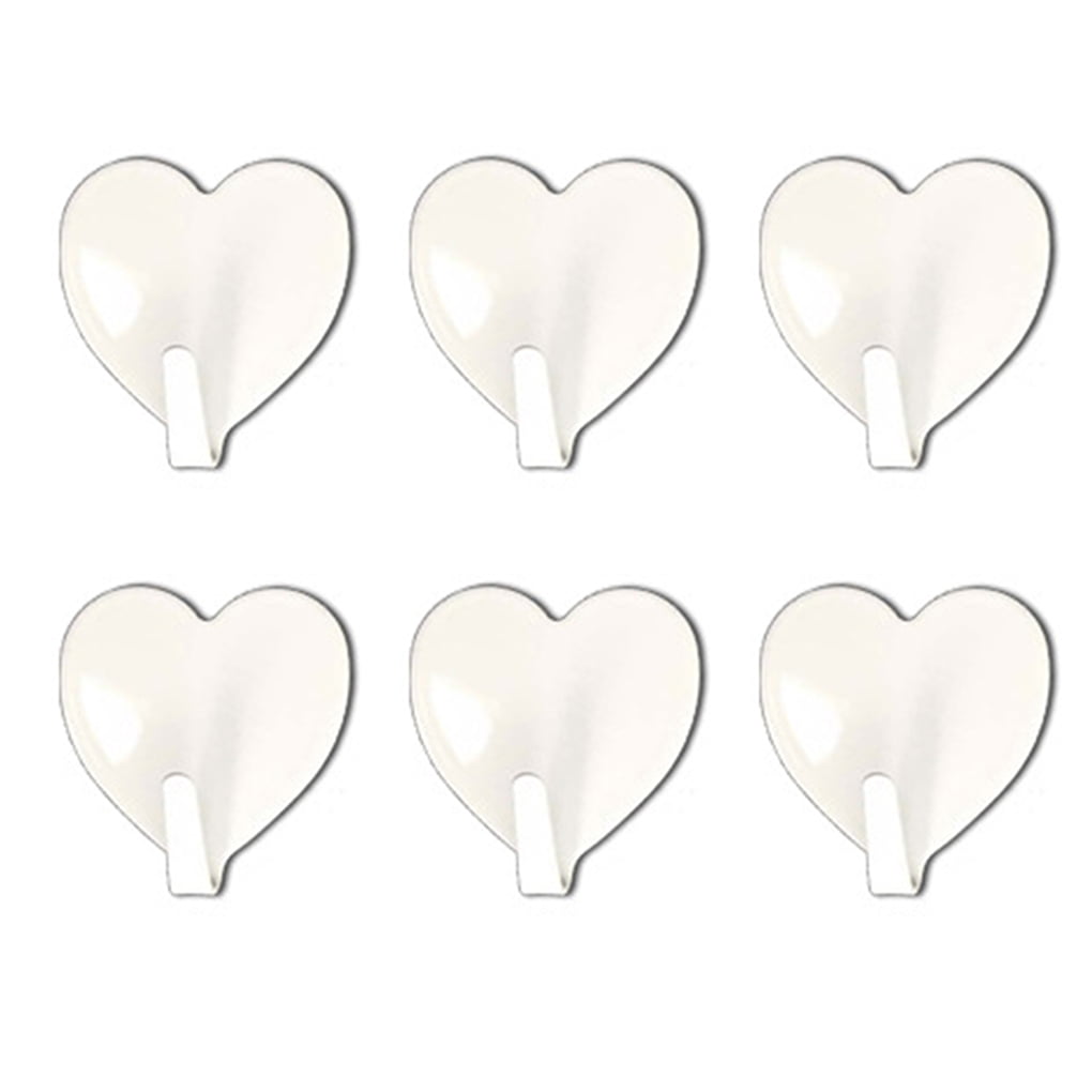 Gankmachine Heart Shaped Self Adhesive Key Towel Cloth Hooks No Drilling Required Sticky Stainless Steel Organizer 