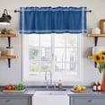 thumbnail image 4 of Pure Navy Blue Valances for Windows, Simple Solid Color Light Filtering Kitchen Curtains, Rod Pocket Window Valance Curtains for Living Room Bedroom, 42" W x 12" L, 2 Panels, 4 of 9