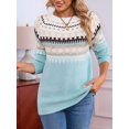 thumbnail image 5 of Women FairIsle Sweater Casual Vintage Crew Neck Knitted Sweater Cute Graphic Fall Pullover Jumper Tops S, 5 of 10