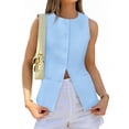 thumbnail image 5 of Sleeveless Solid Color Women Work Office Slim Waistcoat Vest Blazer, 5 of 6