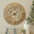 thumbnail image 2 of DecMode 31" Brown Seagrass Woven Wall Clock with Gold Metal Frame, 2 of 12