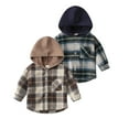 thumbnail image 2 of Emy Dola Boys Casual Flannel Plaid Hoodies Spring Button Down Shirts Long Sleeve Jacket Coats with Pocket, 2 of 8