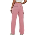 thumbnail image 4 of Gpaecead 2024 Womens Cargo Pants Wide Leg Baggy High Cut Pull On Elastic Waist Stretch Loose Pants with Pocket 90S Outfit Pink, 4 of 8