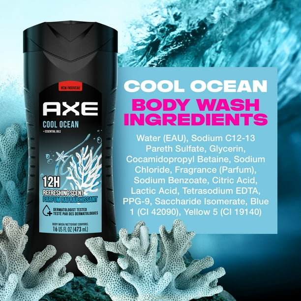 Axe Cool Ocean Moisturizing Men's Body Wash Essential Oils All