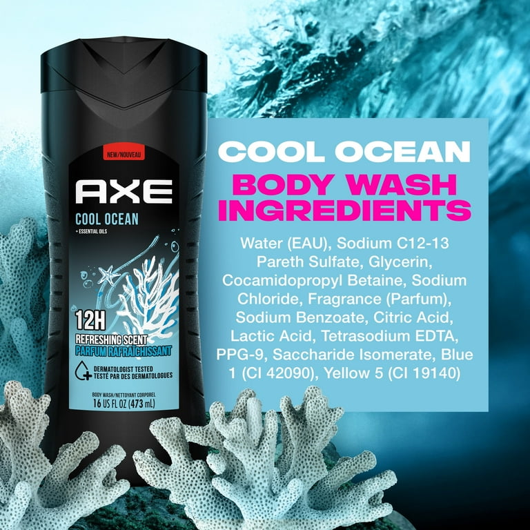 Axe Cool Ocean Refreshing Scent Men's Body Wash with Essential
