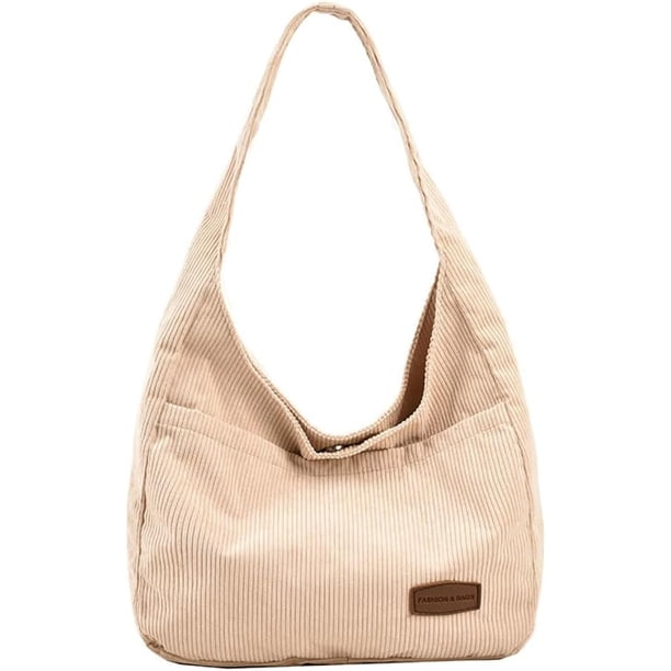 LHSHIDU Corduroy Shoulder Bag Winter Fall Fashion Crescent Bag Womens Mens Wide Strap Tote Handbag Solid Color