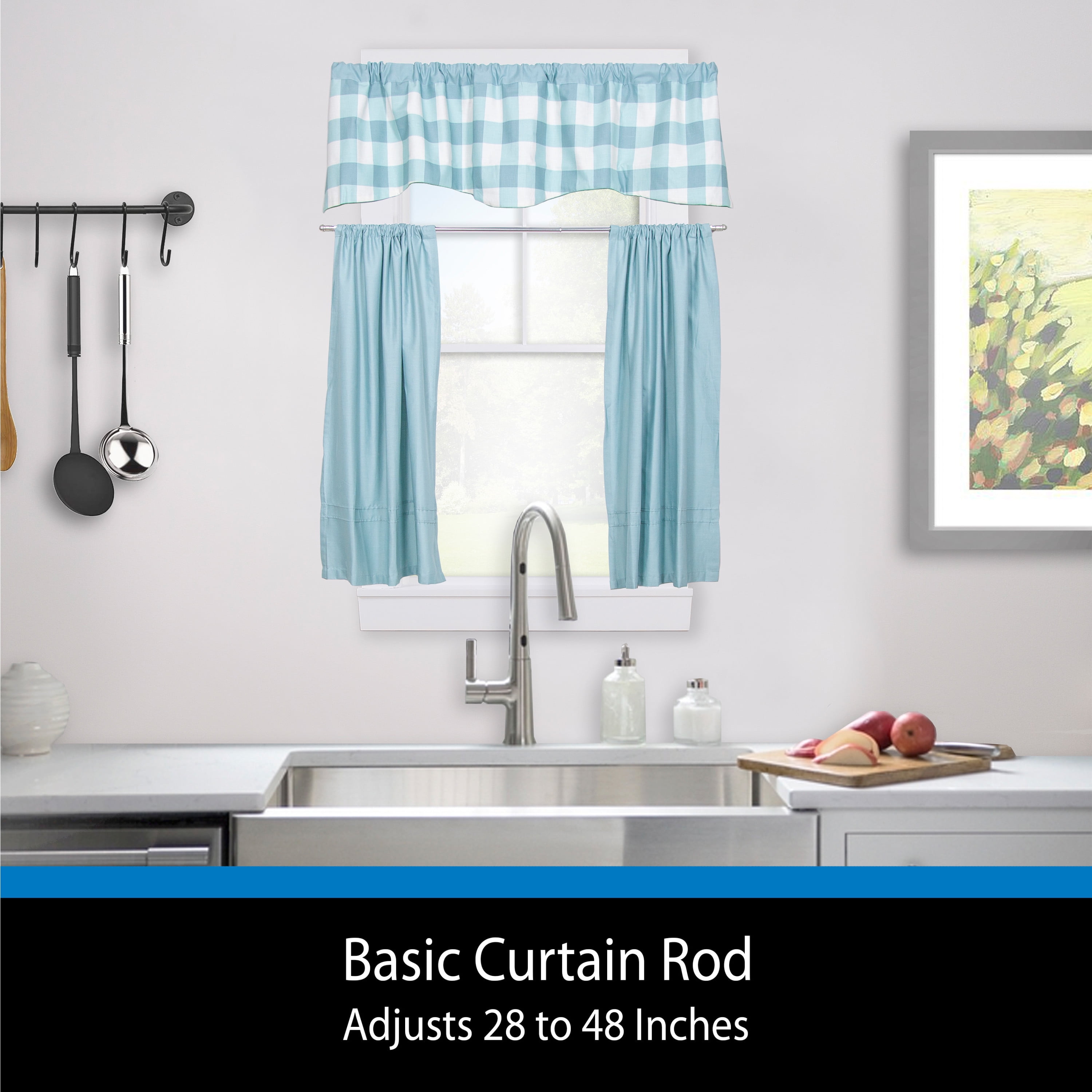 (6 pack) Mainstays 3" Metal Wrap Adjustable Curtain Rod, 28-48", White