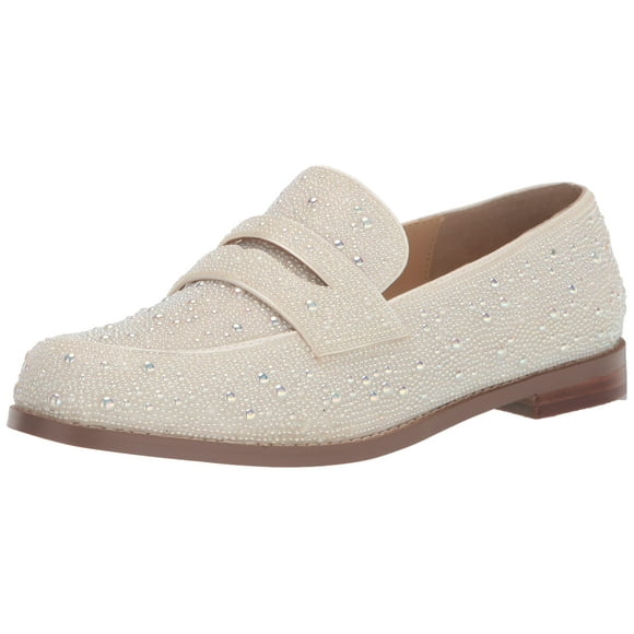 Betsey Johnson Womens Aron Loafer, Pearl, 6