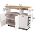 thumbnail image 3 of Mobile Kitchen Island,Island Table for Kitchen with Power Socket, Rolling Island Table with Storage on Wheels (White Without countertop), 3 of 15
