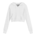 thumbnail image 5 of UQJfacai Girls Cropped Hoodie Y2k Fleece Pullover Sweatshirts with Pocket Kids Fall Winter Casual Long Sleeve Crop Tops 4-12 Years, 5 of 8