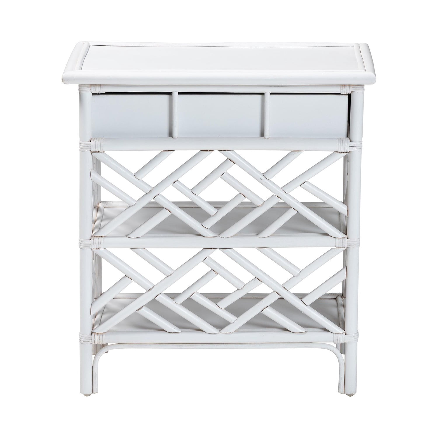 bali & pari Tiaret Natural Rattan Nightstand with Drawer and Shelves