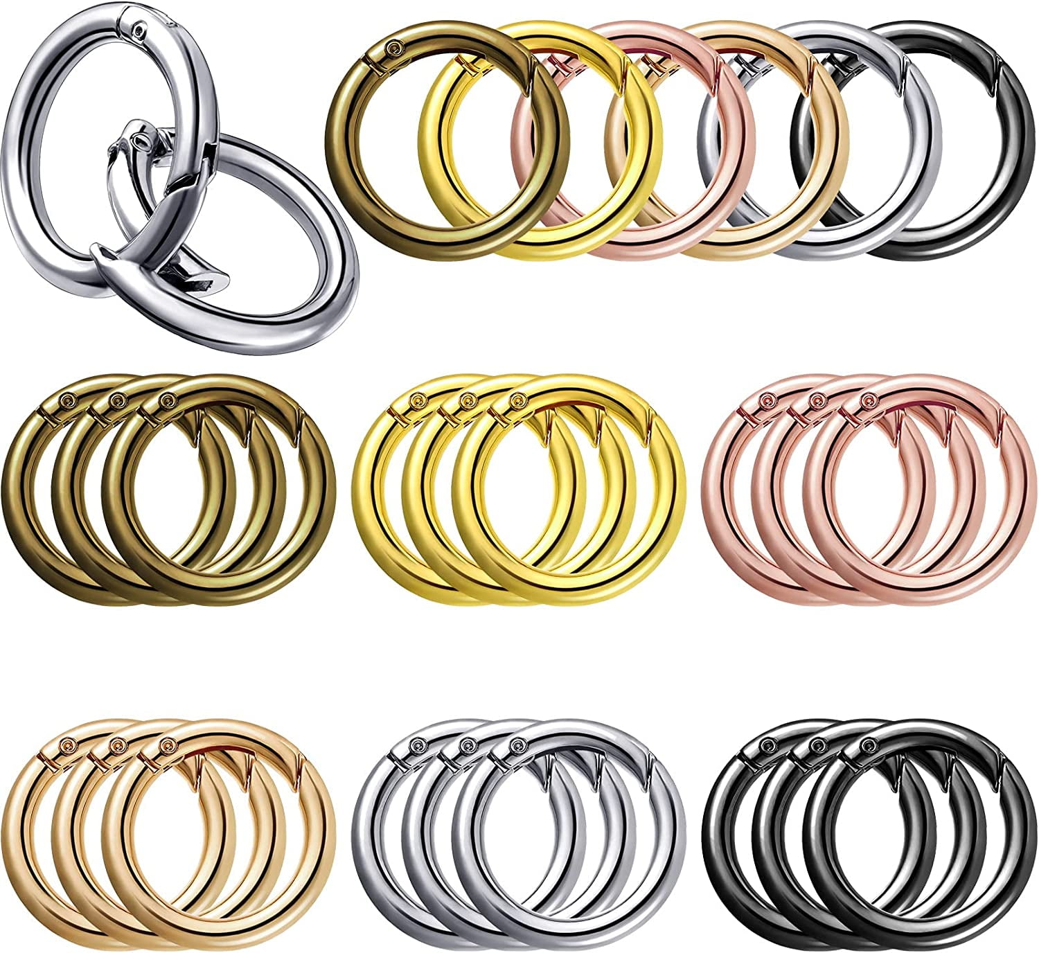 Large & Small ROUND CARABINER CLIP Heavy Duty SNAP HOOK Key Ring Clips Buckle EB