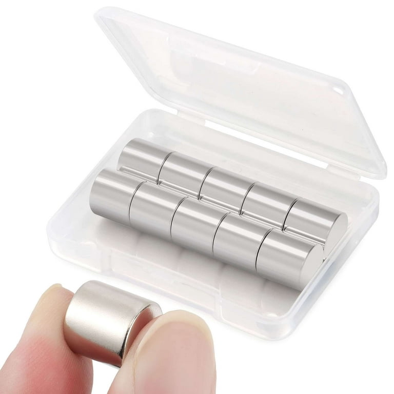 Spencer 10pcs Super Strong Neodymium Magnets 1/2 x 1/2 inch Cylinder Magnets Powerful Permanent Rare Earth Magnets N45 12mm x 12mm, Silver