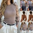thumbnail image 1 of Women Puff Sleeve Tops Pullover Sweater Blouse Loose Jumper Ribbed Shirt, 1 of 5