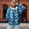 thumbnail image 4 of Garronmavis Blue Shark Women's Long Sleeve Sweatshirts Fashion Relaxed Full Zip Up Sweatshirts for Women Size 3XL Smooth Warm Oversized Fit Fall Coat with Pocke, 4 of 7