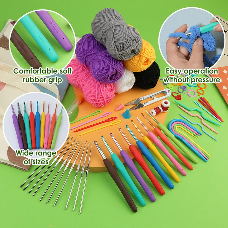 Crochet Kit for Beginners with Everything,Aeeque Crochet Starter Set  Include Comfortable Ergonomic Crochet Hooks,Small Metal Lace Needle,Crochet  DIY