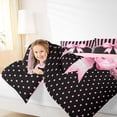 thumbnail image 4 of Erosebridal Pink Bowknot Kids 7-Piece Twin Bedding Sets,Pink Black Modern Geometric Stripes Bedding Comforter Set For Bowtie Girls,Pink Reversible, 4 of 7