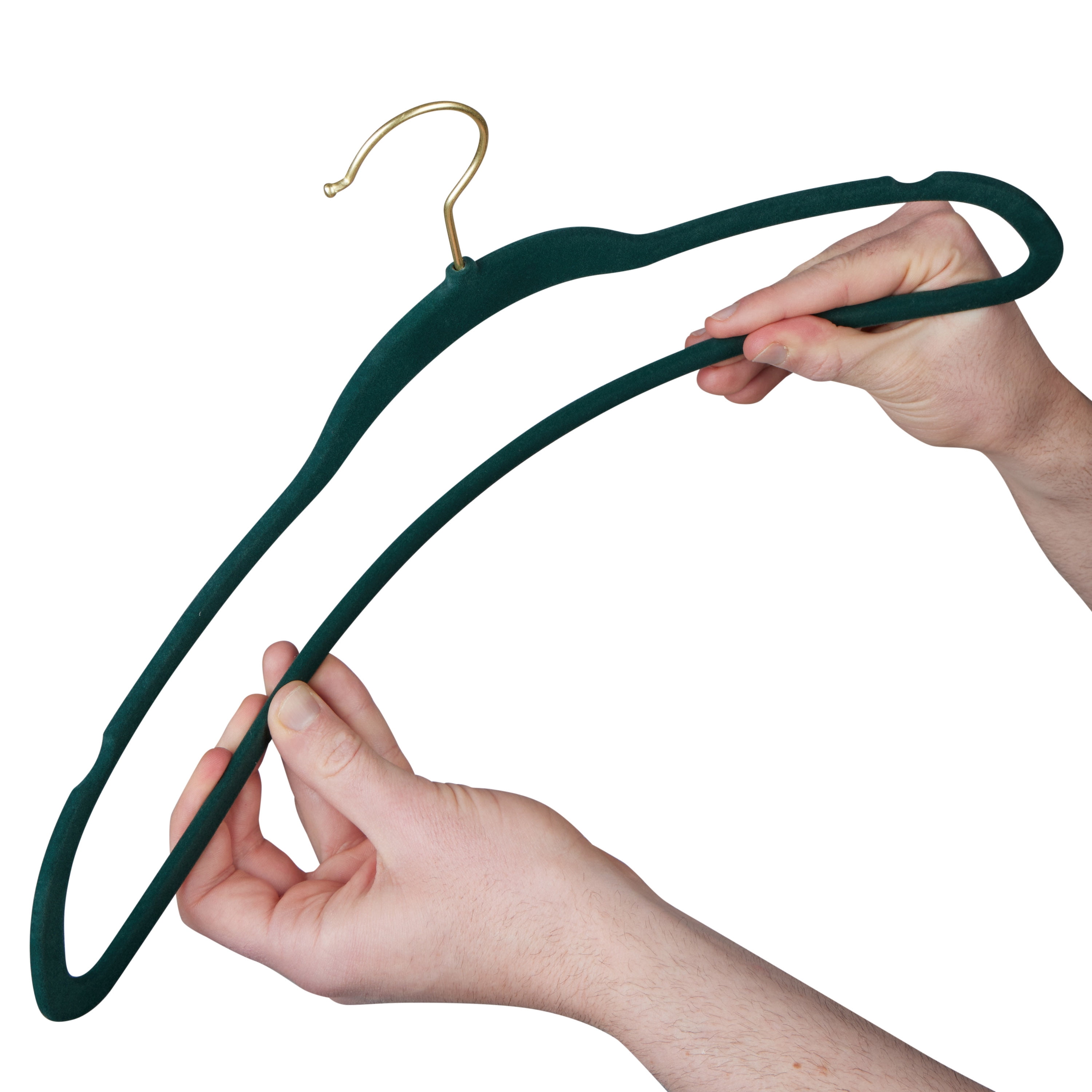 Simplify 10 Pack Super Slim Velvet Hangers with Gold Hook in Emerald