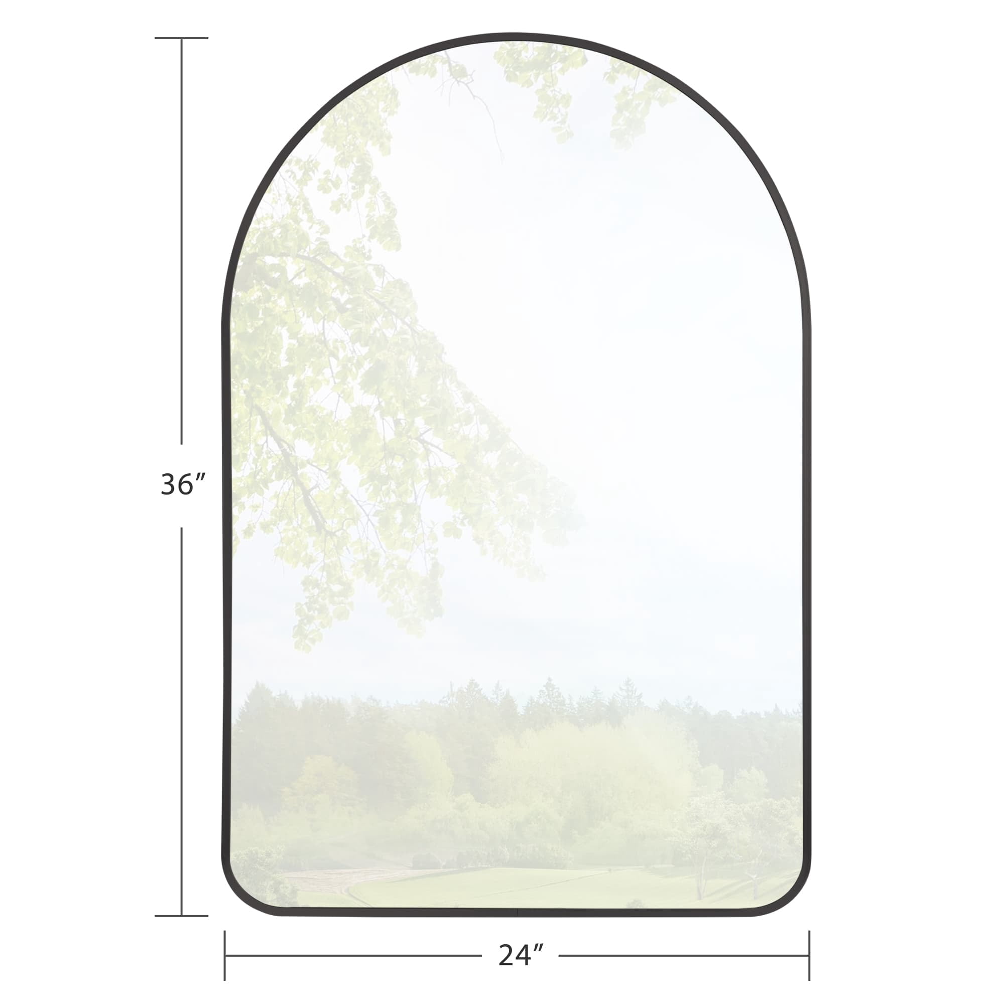 MAYEERTY 35"x24" Rectangle Metal Framed Rounded Corner Wall Mirror for Bathroom Living Room