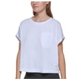 thumbnail image 2 of Calvin Klein Women's Bungee Hem Pocket Cotton T Shirt White Size Large, 2 of 3