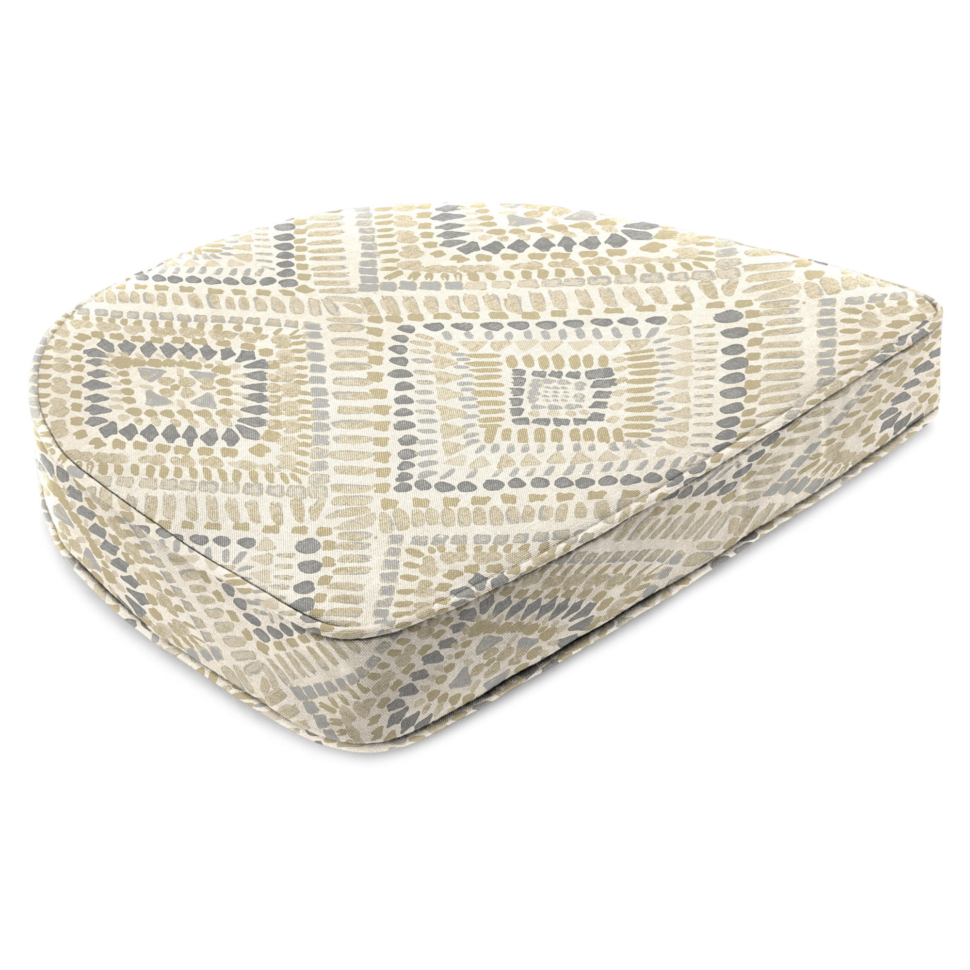 Jordan Manufacturing 17" x 18.5" Joli Scorn Beige Ikat Rectangular Contoured Outdoor Chair Pad Seat Cushion with Welt (2 Pack)