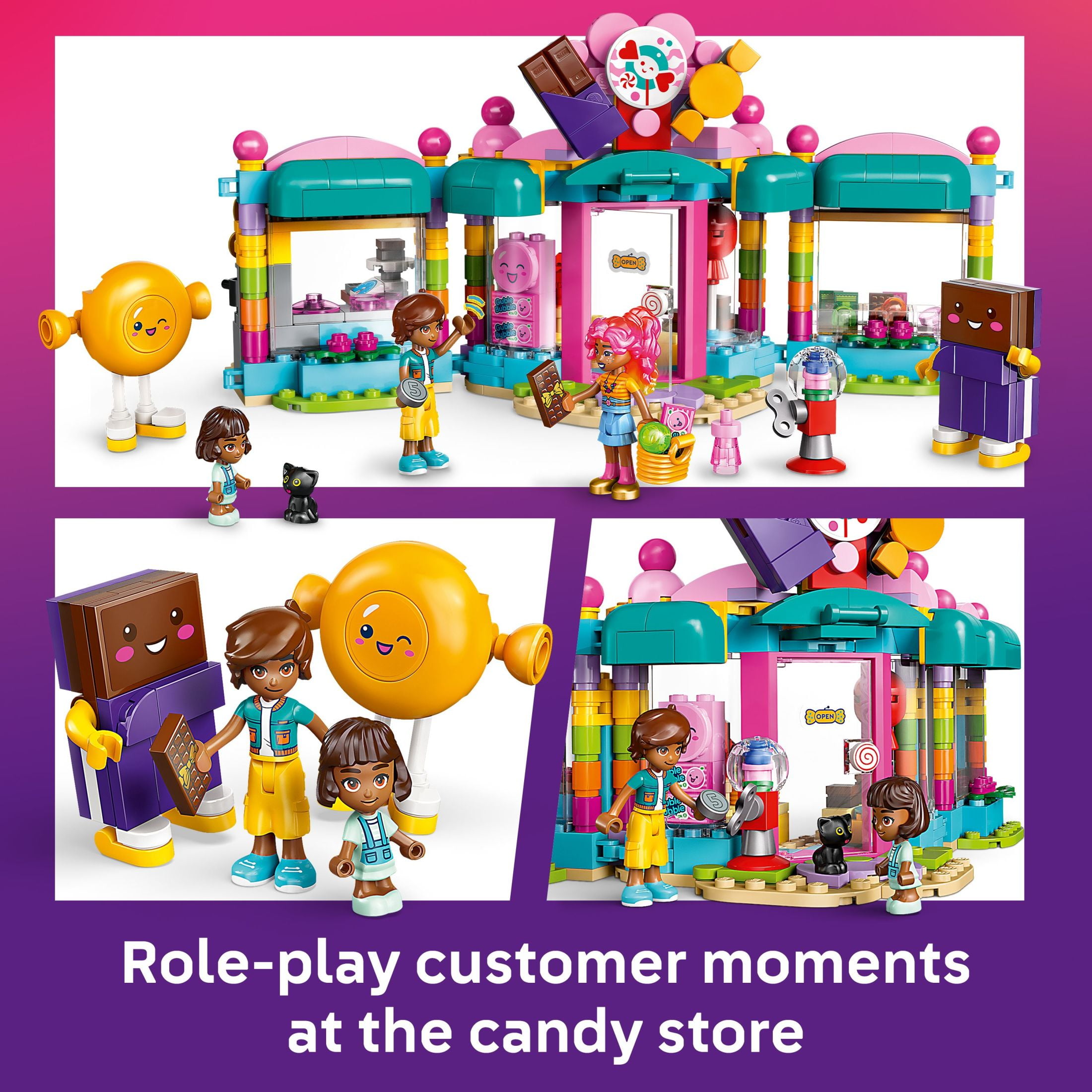 LEGO Friends Heartlake City Candy Store Building Toys - Pretend Play Set for Kids, Girls & Boys, Ages 6+ - W/ 2 Minifigures & Cat Figure - Gift Ideas for Birthday - 42649