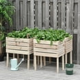 Outsunny 4PCS Raised Garden Bed, Wooden Elevated Planter Box Kit with