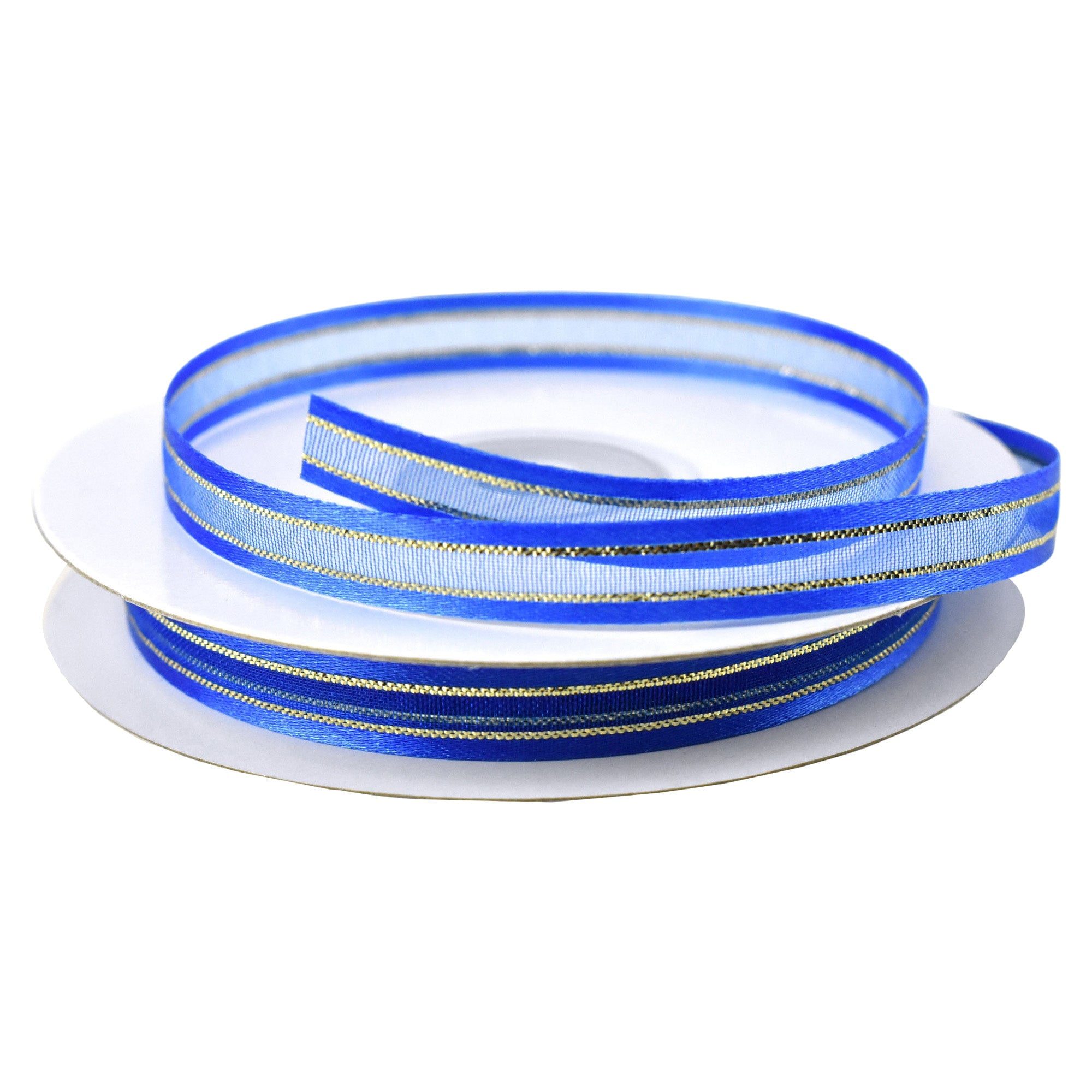 1.5 Inch Sheer Organza Ribbon, No Wire - 25 Yards (Blue)