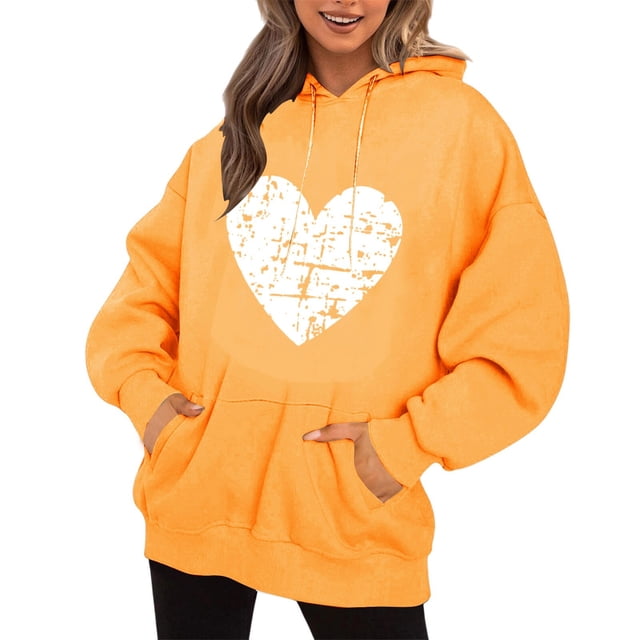 WEAIXIMIUNG Sweat à Fermeture Éclair pour Femmes Grande Taille Imprimé Cœur de la Saint-Valentin Manches Longues Col Rond avec Poche