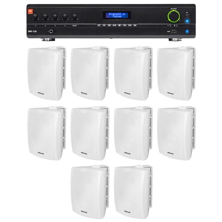 JBL VMA1120 Commercial/Restaurant 70v Mixer/Amplifier+(10) White Wall Speakers