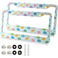 thumbnail image 2 of GZHJMY Easter Eggs License Plate Frames, License Plate Covers, 2 Packs Universal Aluminum Tag Frame with 2 Holes & Screw Caps for Front and Rear Car Tags, Elliptical Hole Decorative, 2 of 7